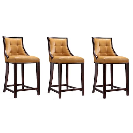 Manhattan Comfort Fifth Ave Counter Stool in Camel and Dark Walnut, PK3 3-CS012-CL